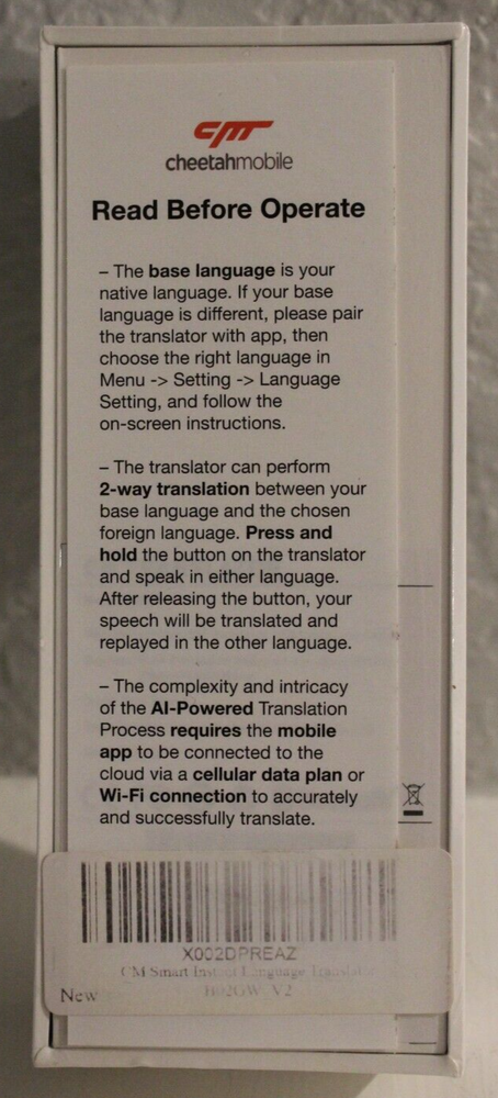 Cheetahmobile CM Smart Instant Foreign Language Translator Device BRAND NEW