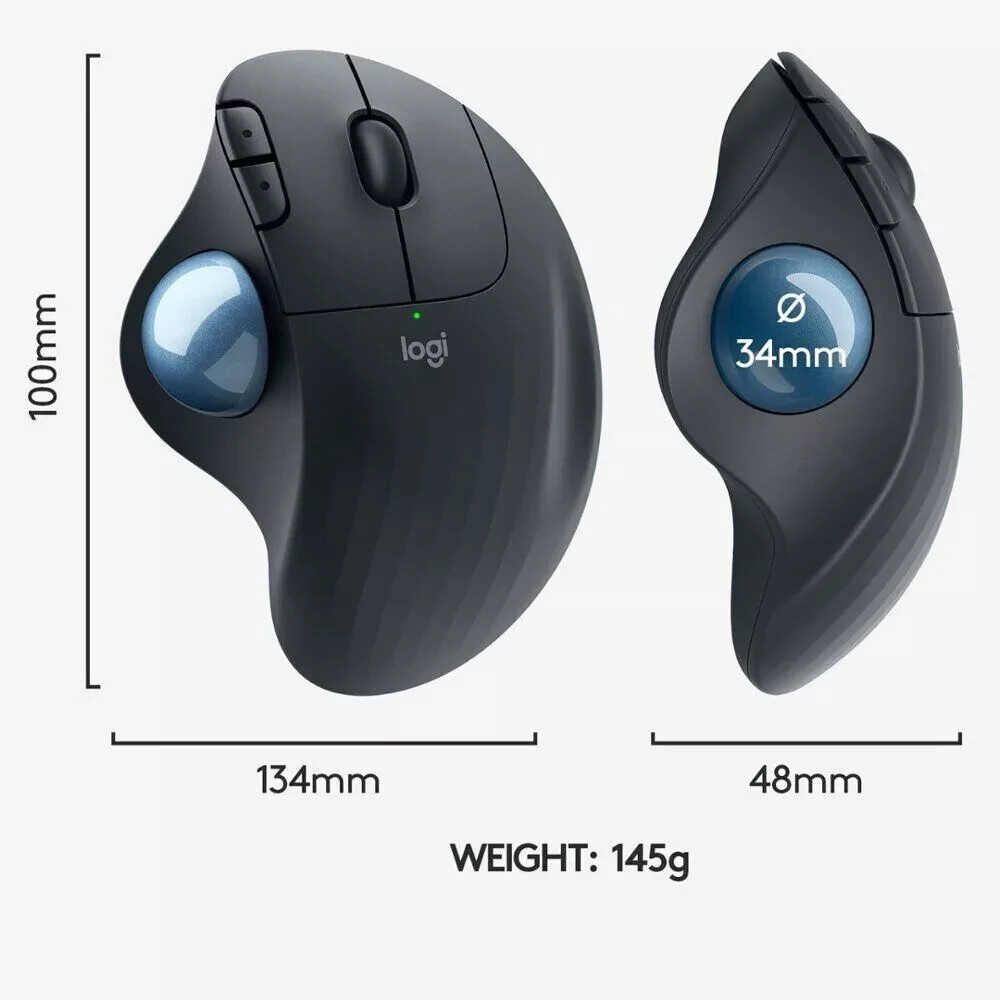 Logitech ERGO M575 Wireless Trackball Mouse - Black