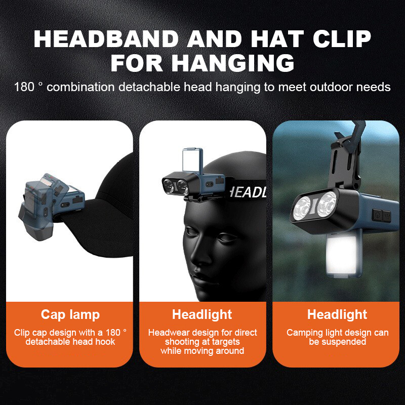 Outdoor LED Headlamp Rechargeable Headlight Camping Head Torch Lamp Flashlight