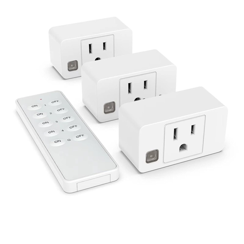 3 Outlets + 1 Remote Wireless Remote Control Outlet Switch, 1800W Power Plug