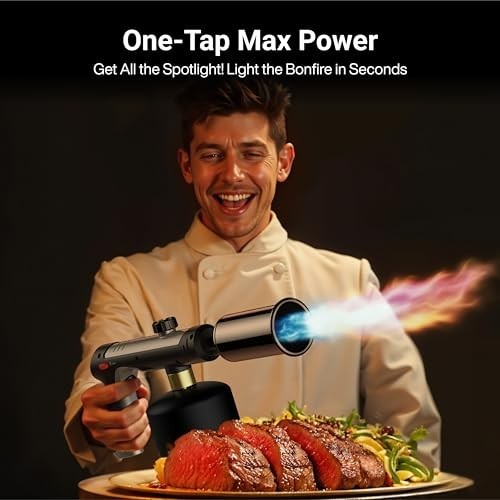 High-Performance Propane Torch with One-Touch Max Fire, Safety Lock, BBQ & Cooki