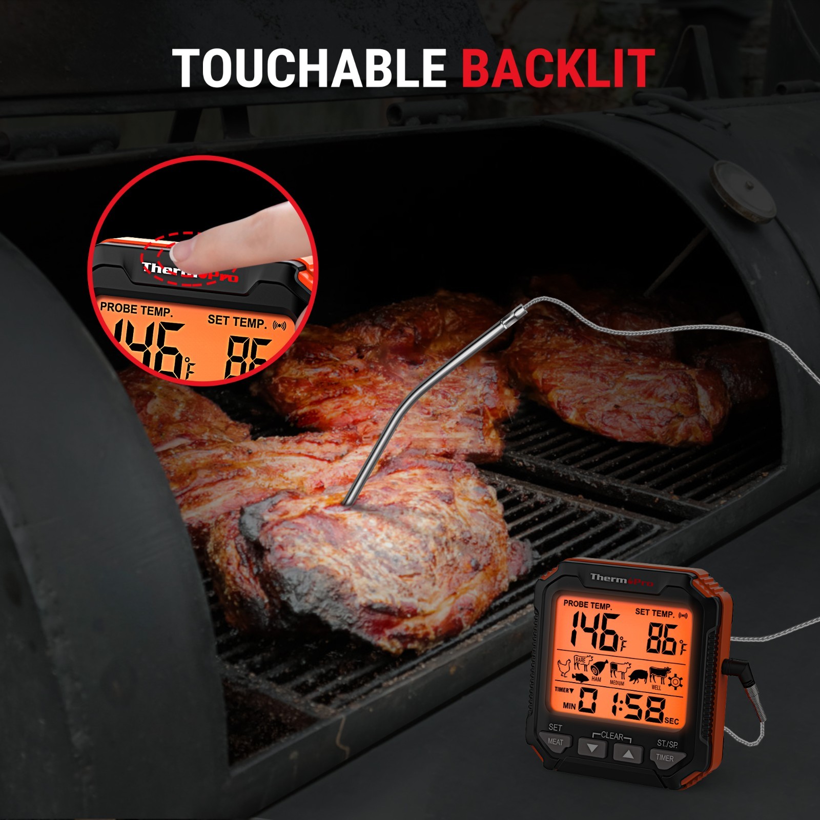 ThermoPro TP716 Leave-In Digital Meat Thermometer for Oven Grill BBQ Stovetop