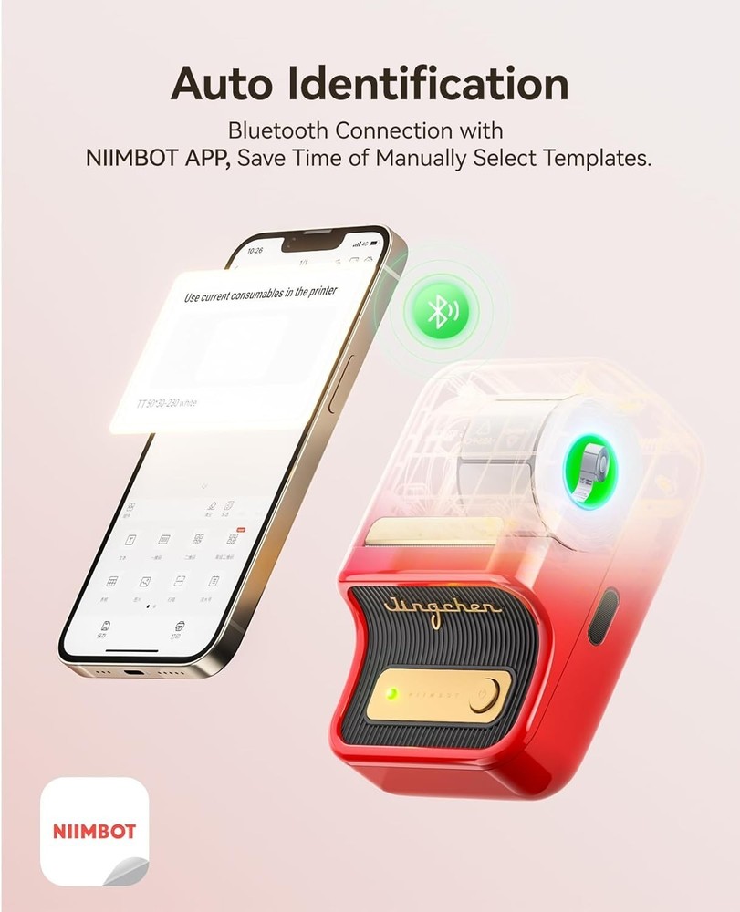 Professional 2'' Inkless Bluetooth Label Maker for Small Business in Vibrant Red