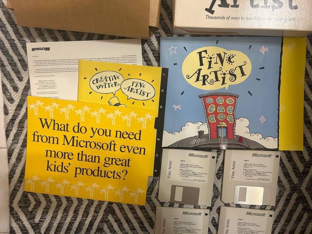 Microsoft Fine Artist Macintosh Software Boxed Promo Sample Missing Disk 1