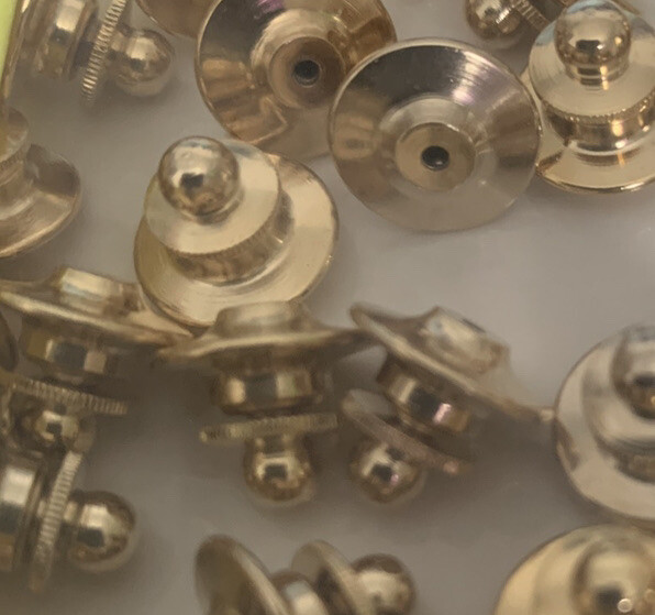 Locking Goldtone Pin Backs