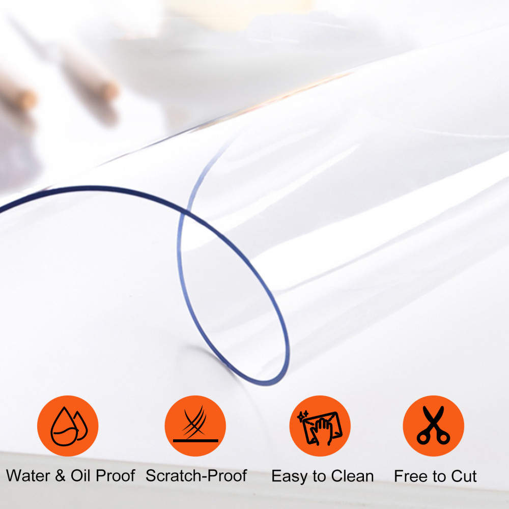 Clear Transparent PVC Plastic Tablecloth Protector Waterproof Dining Table Cover