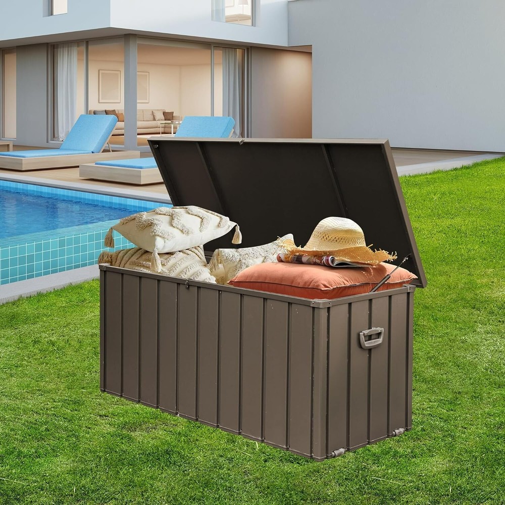 SHPAI 100 Gallon Deck Box, Lockable Storage Container with Galvanized Steel