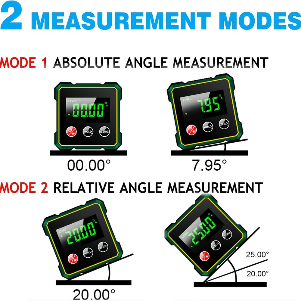Laidawei Digital Angle Finder with Electronic Laser Level,Inclinometer- 4-sid...