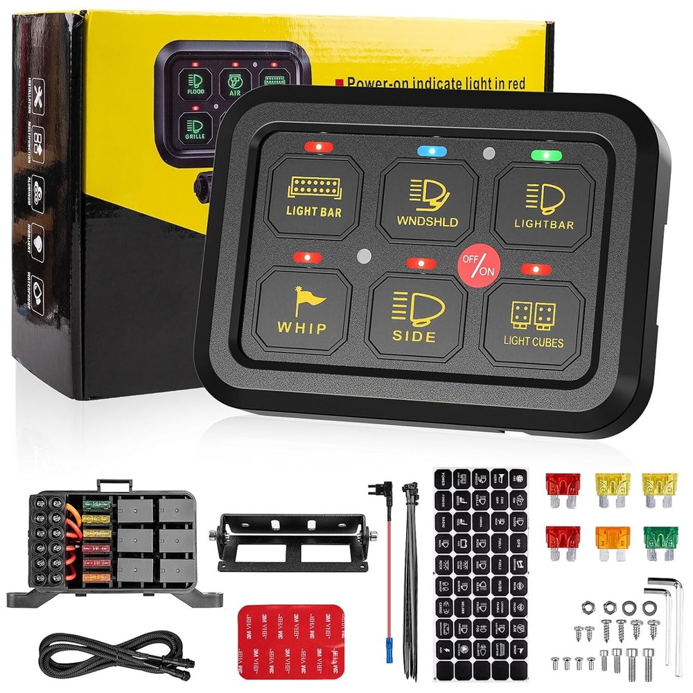 6-Gang Switch Panel with Electronic Relay,Universal Circuit Control Relay System