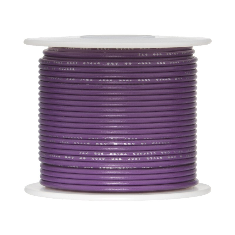 28 AWG Stranded Hook Up Wire, Violet, 100 ft, 0.0360" Dia, UL1429, 150V