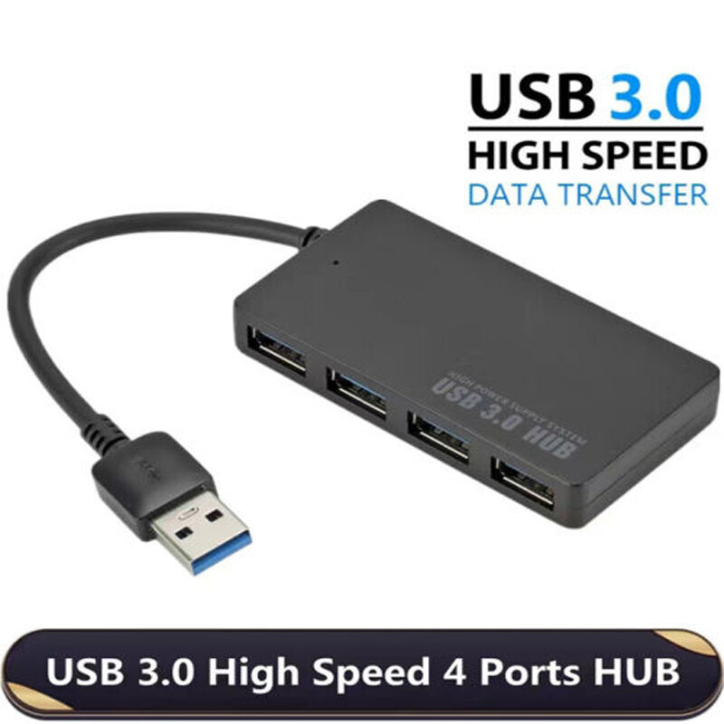 4-Port USB 3.0 Hub 5Gbps Portable Compact PC Mac Laptop Notebook Desktop