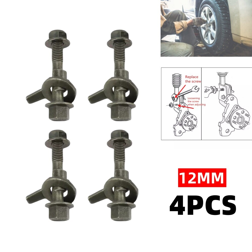 4PCS 12mm Cam Bolt Adjustable Camber Correction Alignment Kit for Four Wheels