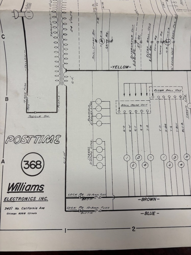 ORIGINAL-WILLIAMS-POST TIME-368-PINBALL-SCHEMATICS