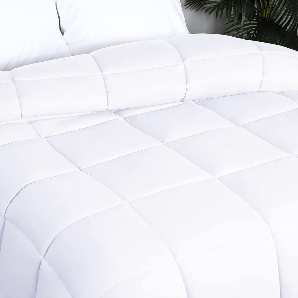 Brushed Microfiber Solid Comforter, down Alternative Bedding, Reversible, Medium