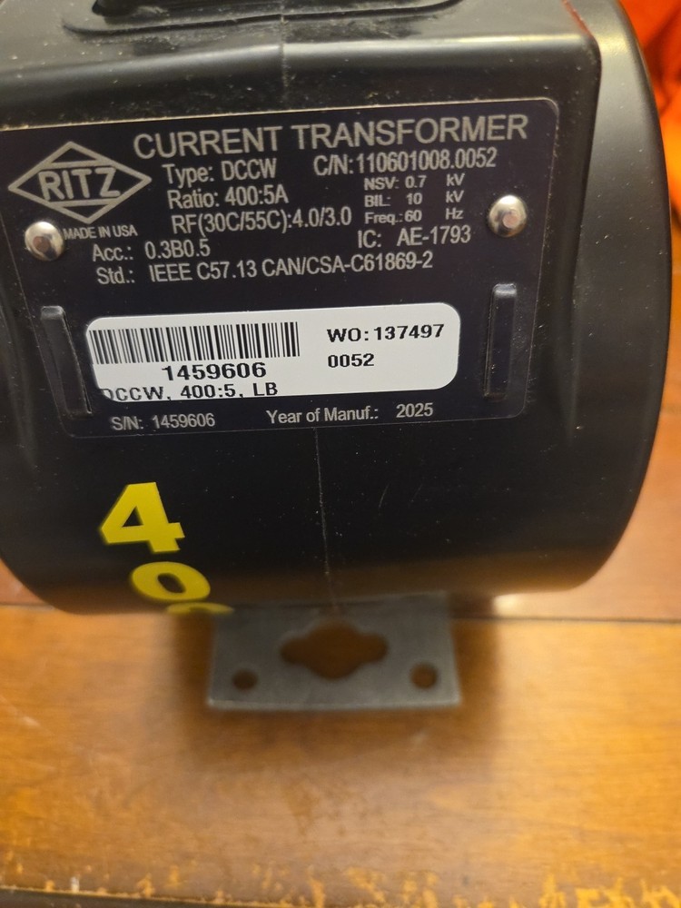 Ritz Current Transformer  DCCW 400 ( MISSING TOP CAP)