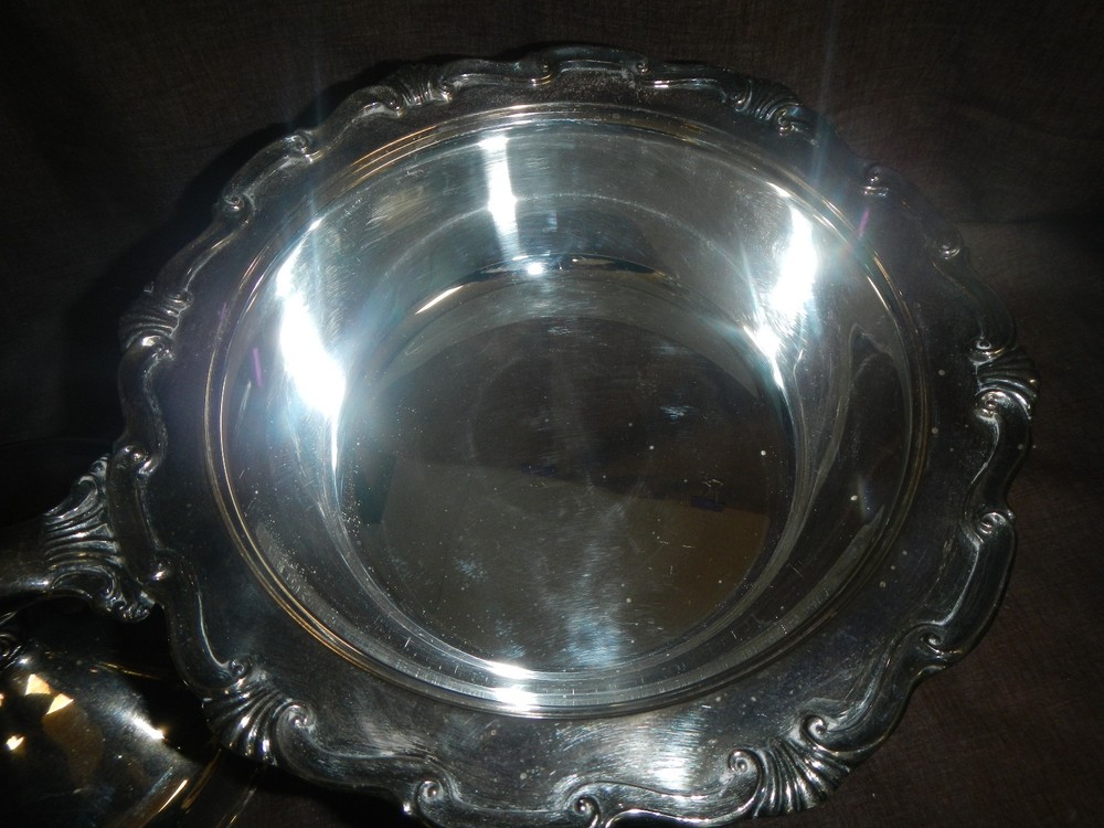 Georgetown Heavy Silverplate Chafing Dish W/Lid, Stand, Burner F.B. Rogers