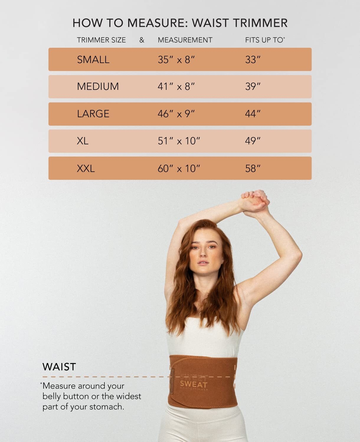 Sweet Sweat Waist Trimmer - Toned Clay Small (35 x 8in) - Wash Bag Included