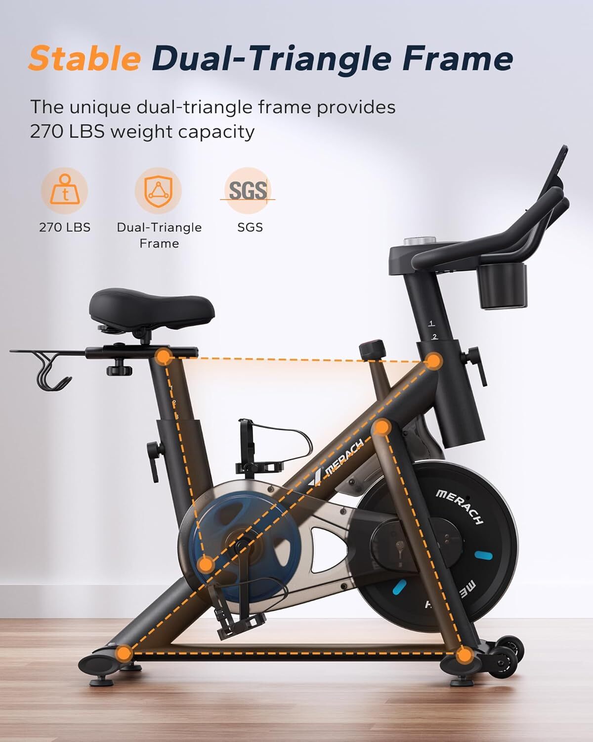 MERACH S26 Pro Exercise Magnetic Stationary Bike Low Noise Indoor Cycling Bike