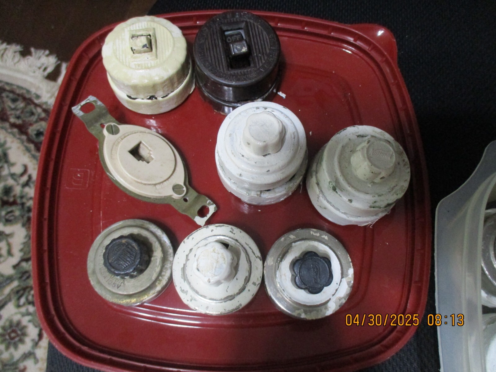 17 PC Vintage Ceramic Porcelain Light Electric Switches Button & toggle & parts