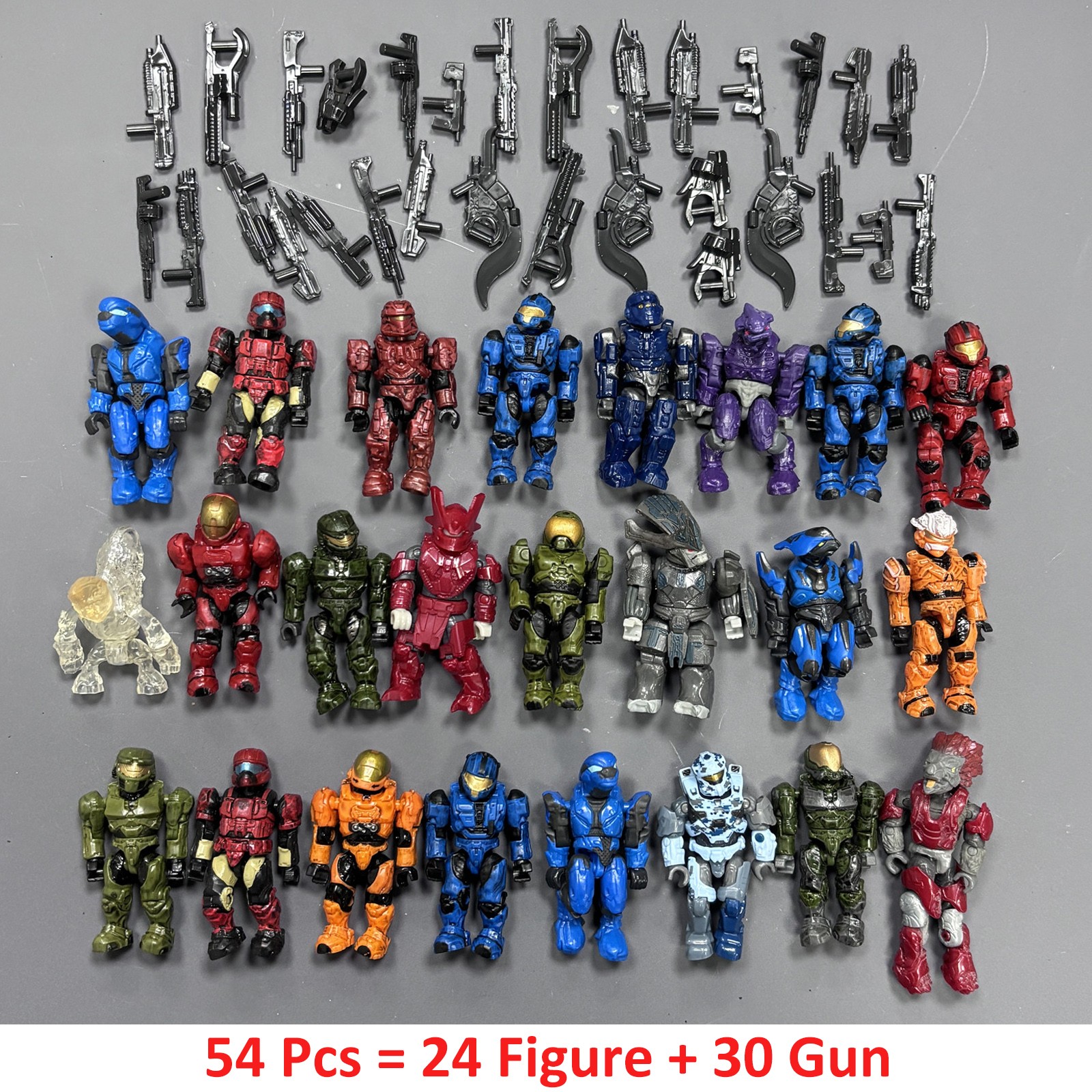 New 54Pcs (24 Figures +30 Gun) HALO Mega Bloks CONSTRUX Unsc Elite SPARTAN GIFTS