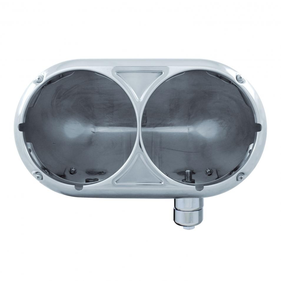Peterbilt 359 Style Headlight - Crystal Halogen Bulb -304 Staineless - Passenger