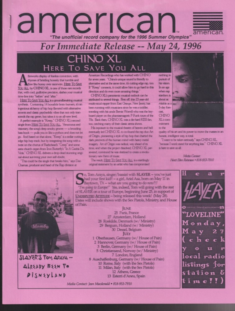 american records press release  for summer 1996