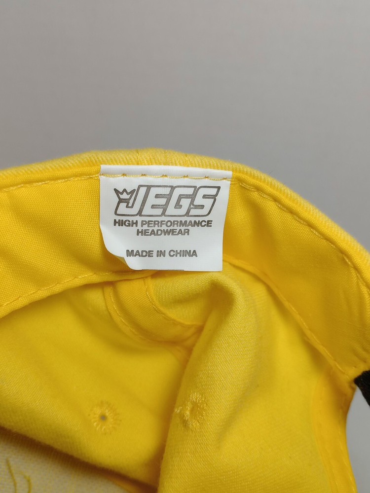 JEGS High Performance Yellow Cap with Black Bill Hook & Loop Strap JEGS.com Logo