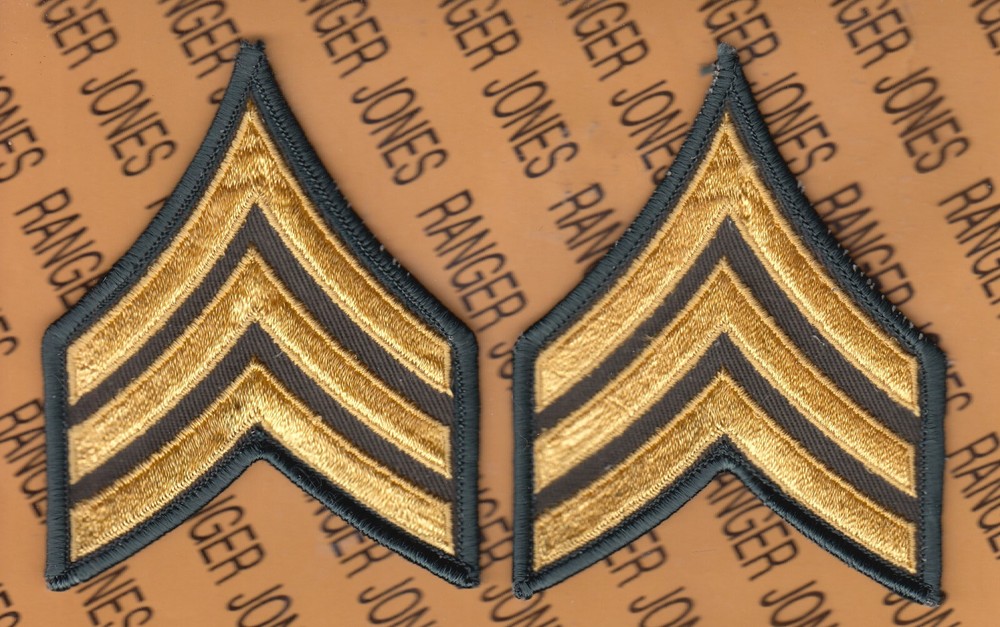 US Army Enlisted E-5 SGT Sergeant Stripes Class A uniform ~4" patch set m/e N