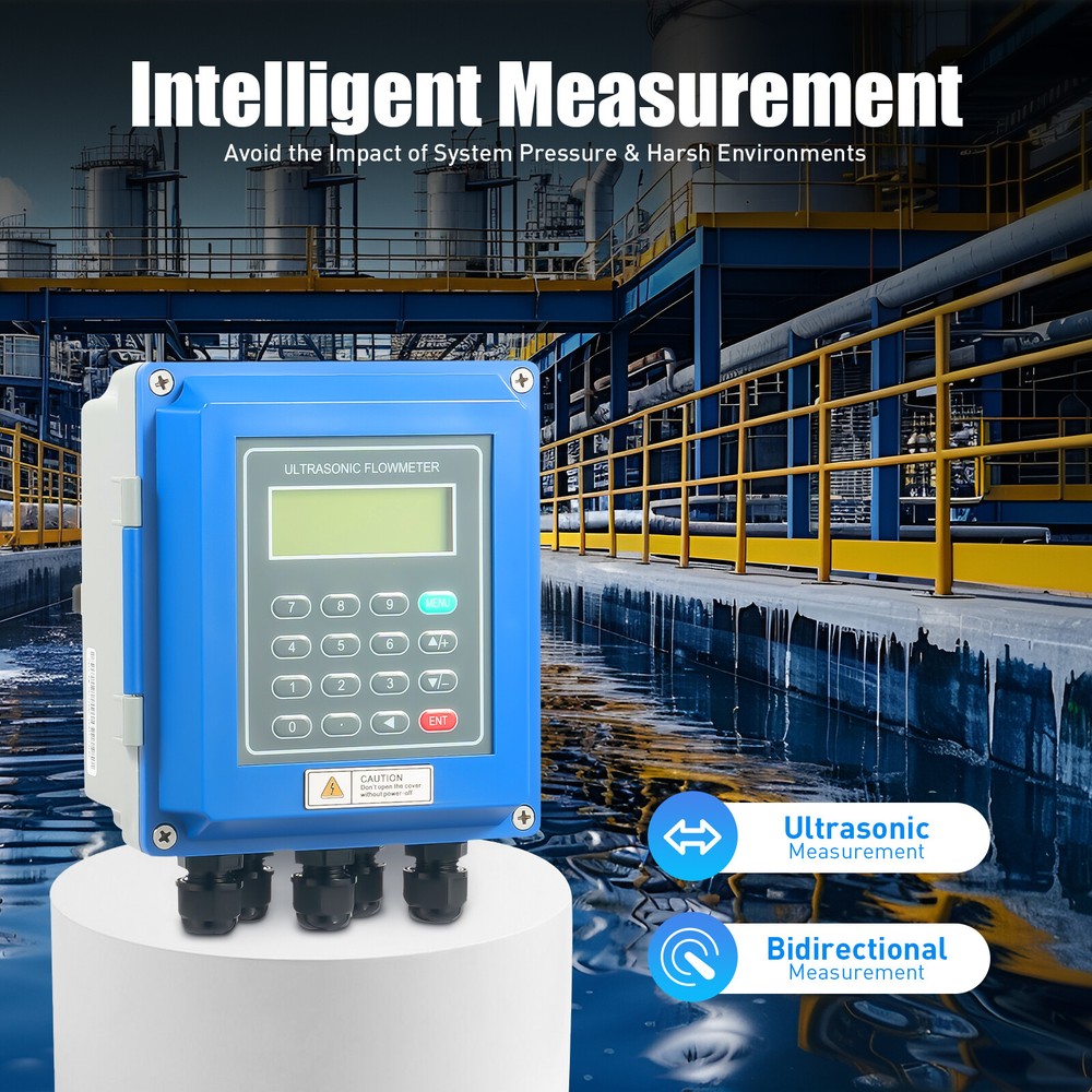 TUF-2000B Ultrasonic Flow Meter Digital Liquid Flowmeter Wall Mount DN20-700mm