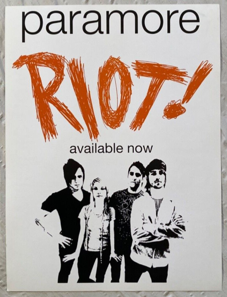 Paramore 2007 Two-Sided Heavy Stock Promo Poster Riot C