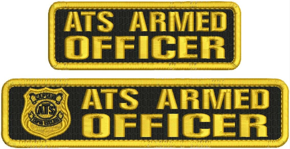 ATS EMB PATCH 9x2'' and 6x2''HOOK ON BACK GOLD ON BLACK