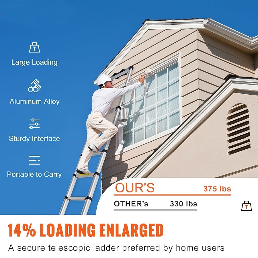 VEVOR Telescoping Ladder 10.5 FT Aluminum One-button Retraction Collapsible