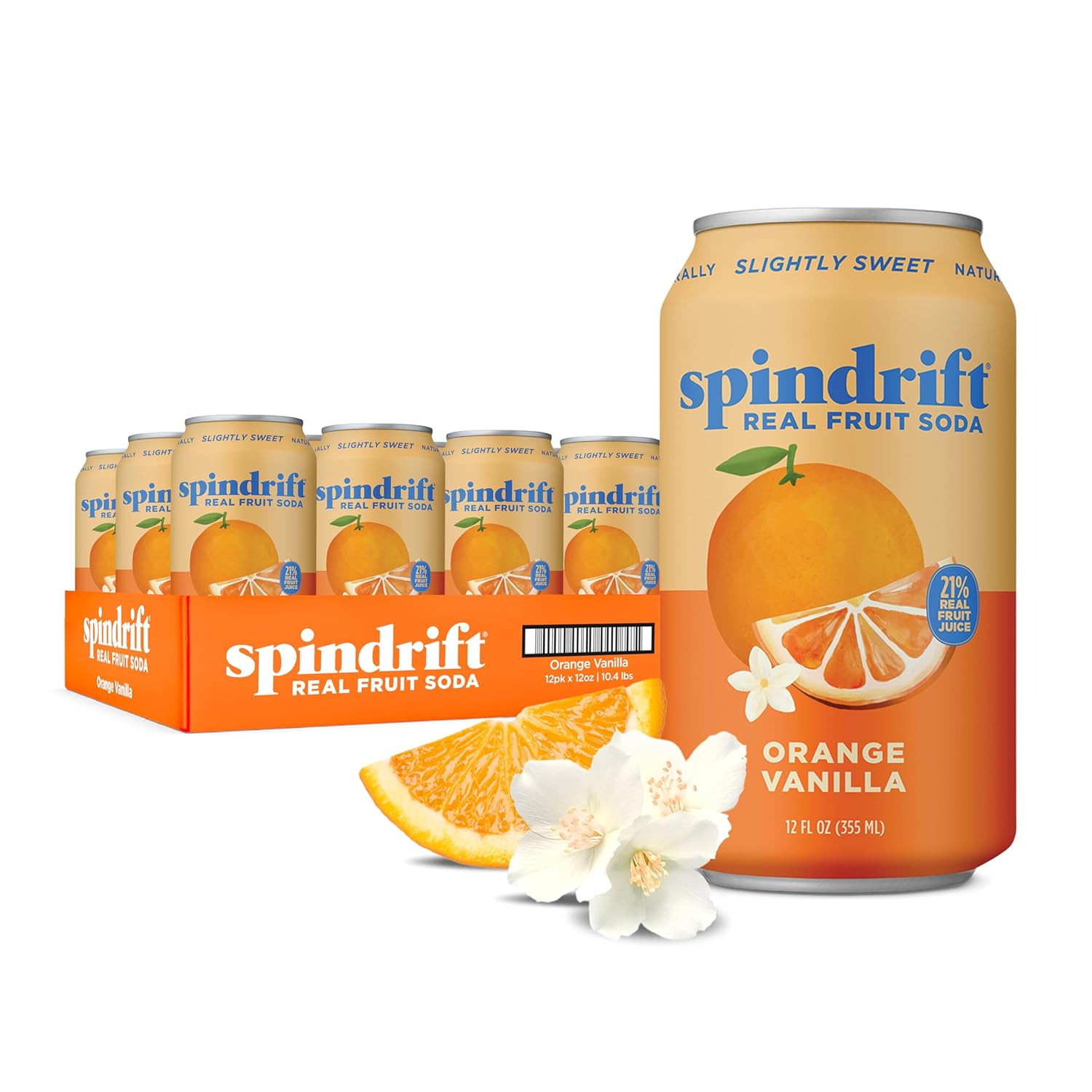 Spindrift "Orange Cream Float" Orange Vanilla Soda Made with Real Squeezed Fruit