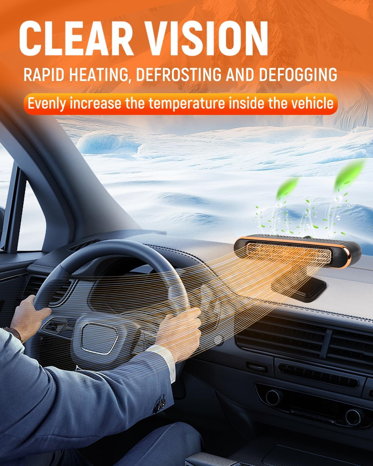 Car Heaters for Vehicle, 12V Portable Heater for Car, 3-In-1 Plug in Car Heater,