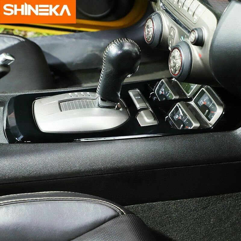 For 2010-15 Chevrolet Camaro Black Console Gear Shift Panel Decor Cover Trim Kit