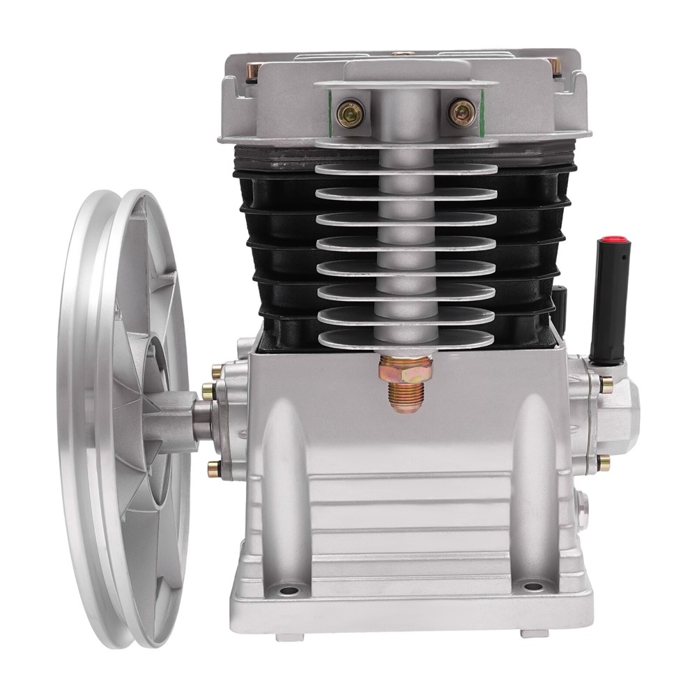 2 Cylinders Piston Air Compressor Pump Head 3HP Air Compressor Pump Head Silver