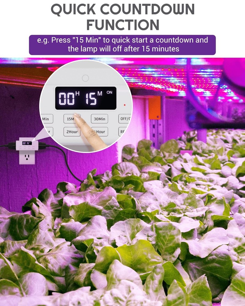 2 Pack Indoor Countdown Timer Outlet Auto Shut Off Timers With Large Screen Cu