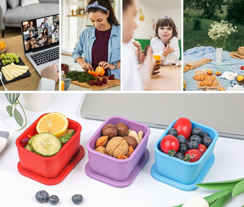 KOLUTI 3 Pack Silicone Small Snack Container, 6 OZ Stackable Puree Sauce...