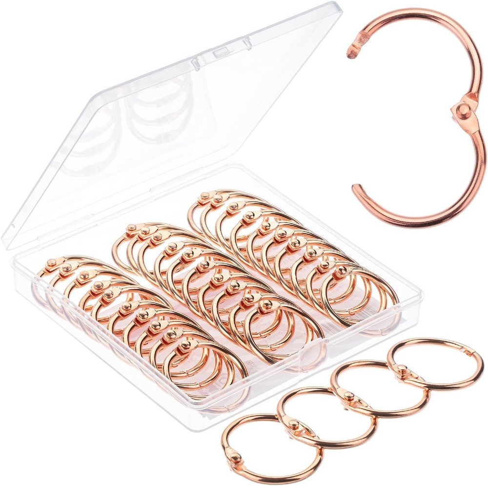 Versatile Rose Gold Binder Rings 40 Pack - 1 Inch for Secure Document Binding
