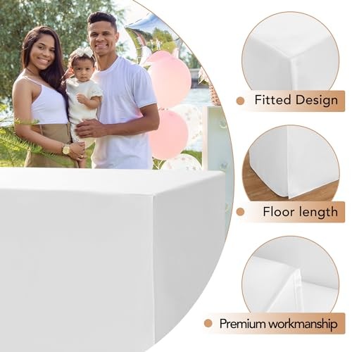 2 Pack Square Fitted Table Covers - 34 x 34 34 Square| 2 Pack Versatile White