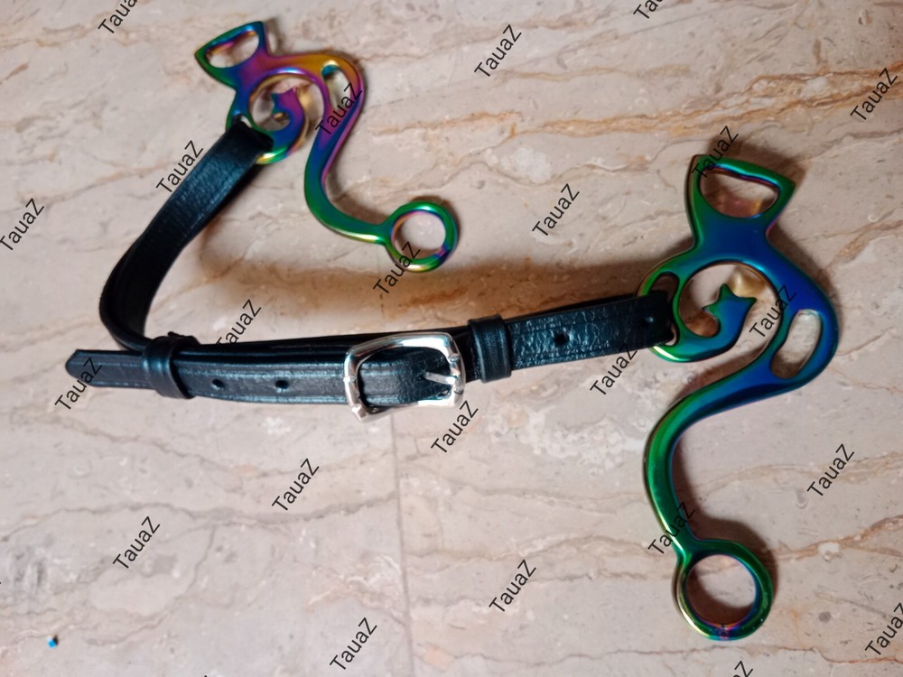 Hackamore with Multi Color shank & two different styles nose bands real leather