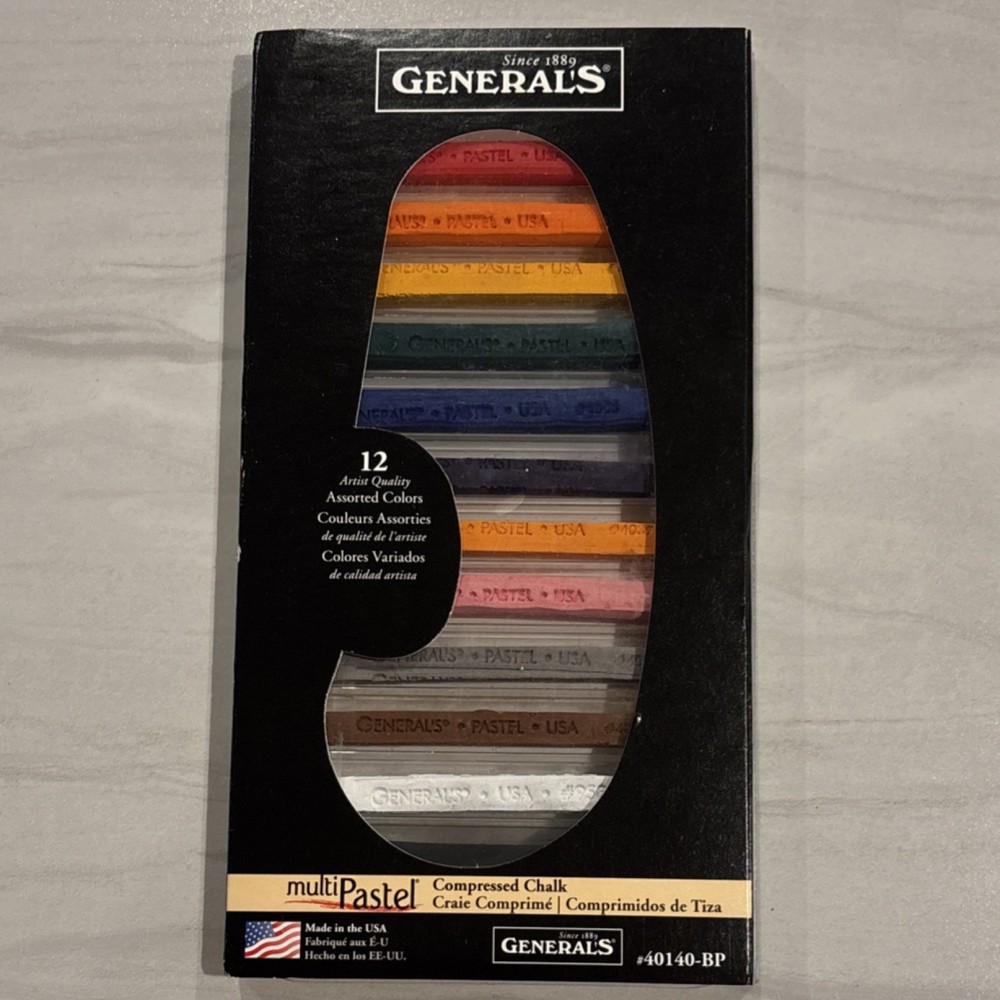 General's multiPastel Compressed Chalk 12 Assorted Colors 40140-BP Multicolor