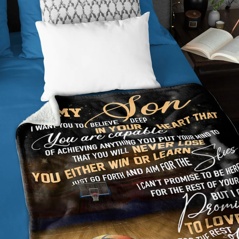 Personalized Basketball Son Blanket Gift Custom Name Number