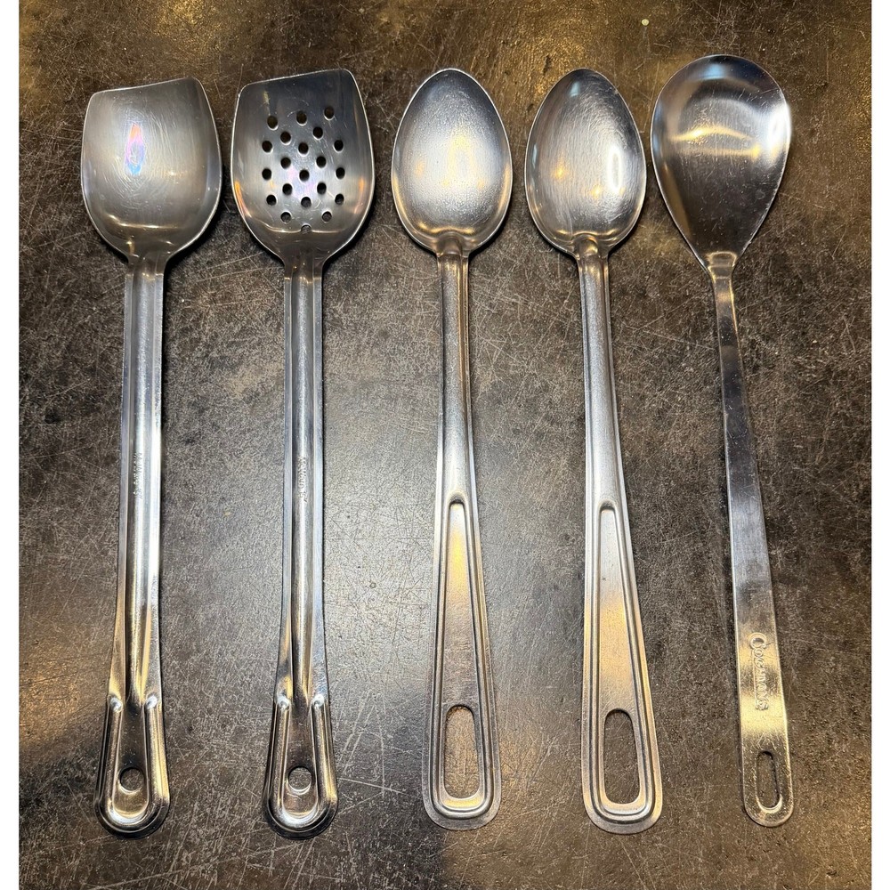 Set Of 5 Assorted 15 Inch Long Handle Serving Spoons Mixed Bundle