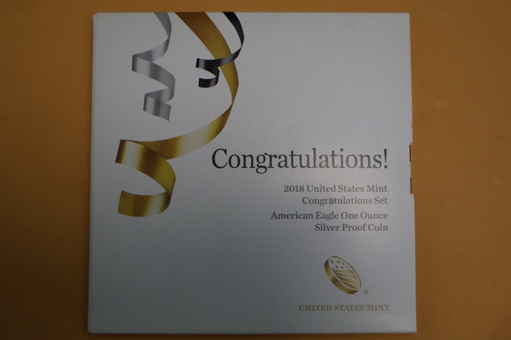 2018 W PROOF SILVER EAGLE CONGRATULATIONS SET 18RF - Holder scratches