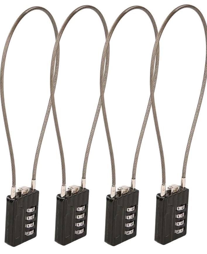 4 Pcs Resettable Combination Padlock, 1-3/16" Width Body with 32Cm Extrem Long