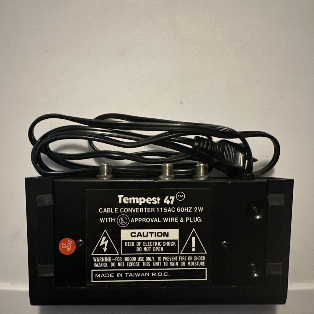 Tempest Universal VHF to UHF 47 Channel Converter Cable Box w/ Conversion Chart