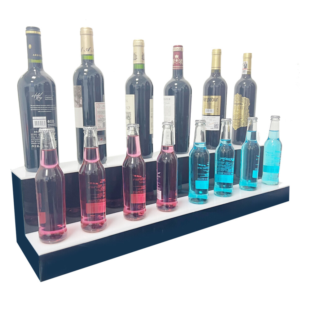 LED Lighted Liquor Bottle Display Shelf Bar Stand Wine Bottle Stand 80CM 2-Layer