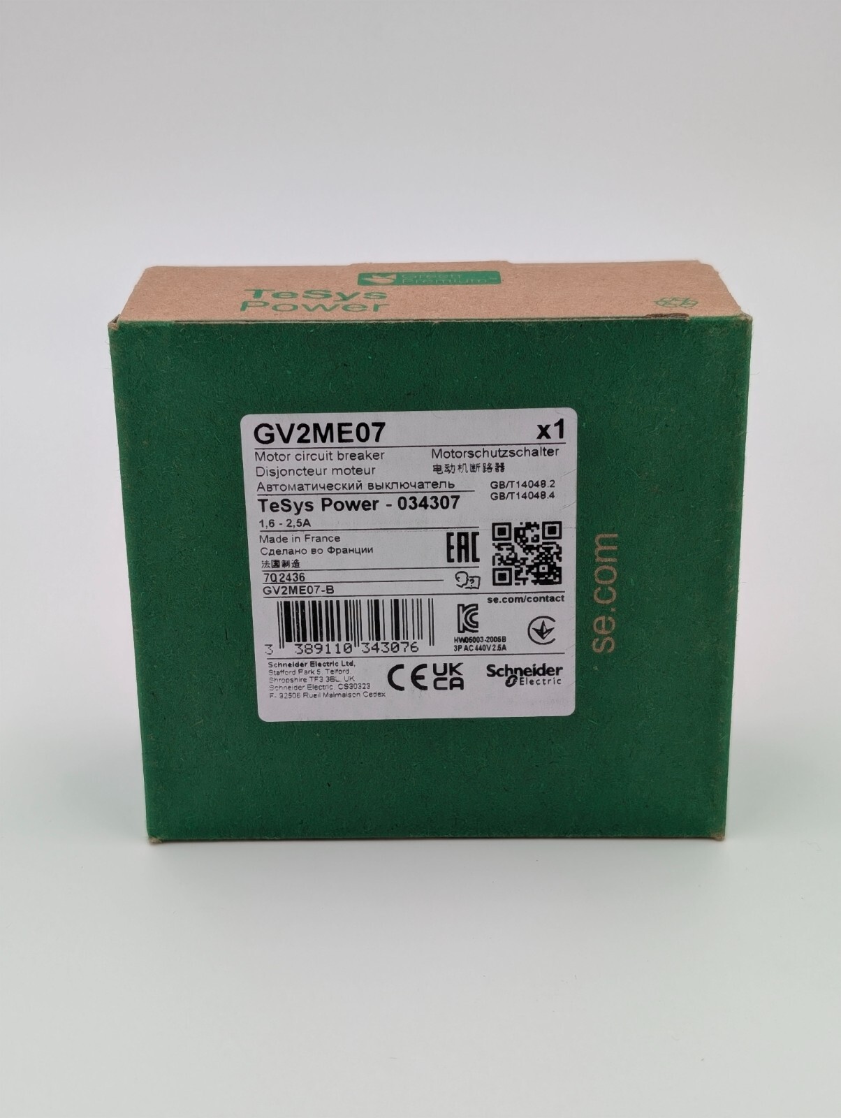 Schneider Electric GV2ME07 Manual Motor Circuit Breaker 3P 1.6 to 2.5A USA STOCK