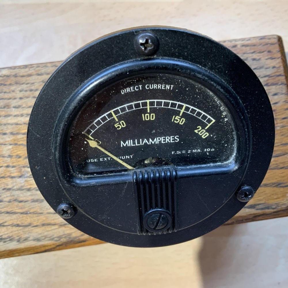 vintage panel meter, Simpson Electric Co, Chicago, 200 mA